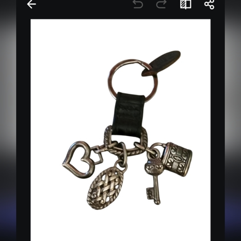 Brighton ONE WORLD Black Leather Key Chain with Charms